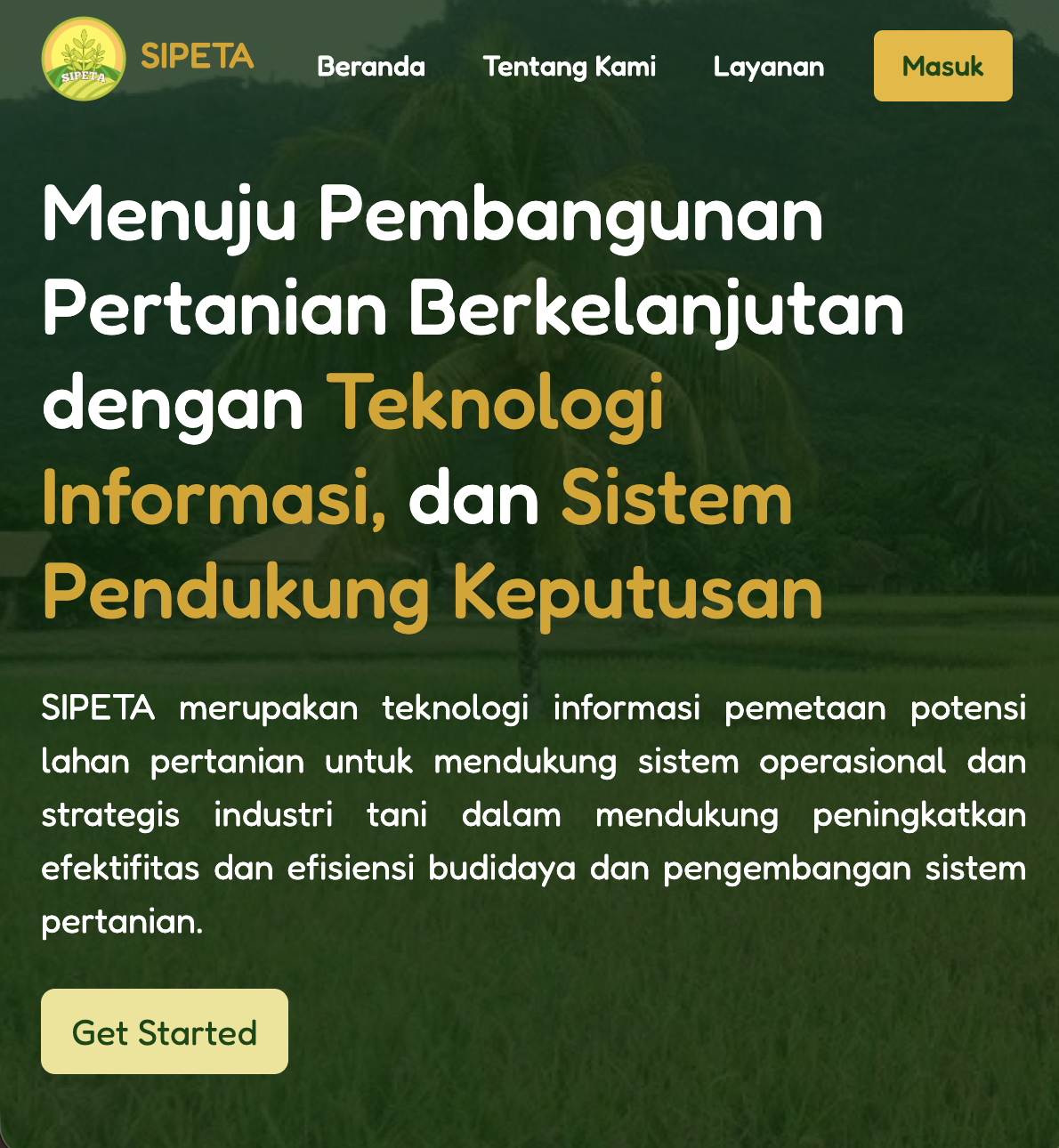 SIPETA (Sistem Informasi Pemetaan Potensi Lahan Pertanian)